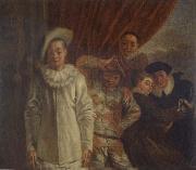 Jean-Antoine Watteau Harlequin,Pierrot and Scapin oil